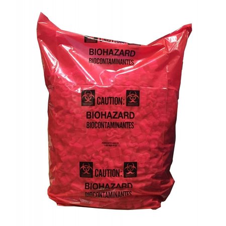 ASSOCIATED BAG Poly Liner Printed w/ BioHazard Symbol, Red, 20x13x39, 50/pk, 50PK 246108